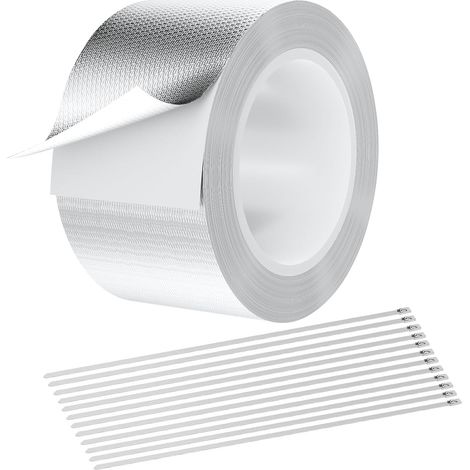CCYKXARuban Aluminium-Klebeband, 50 mm x 10 m, glasfaserverstärktes Wärmedämmband, Hochtemperatur-Klebeband, für Reparaturen (1/5)