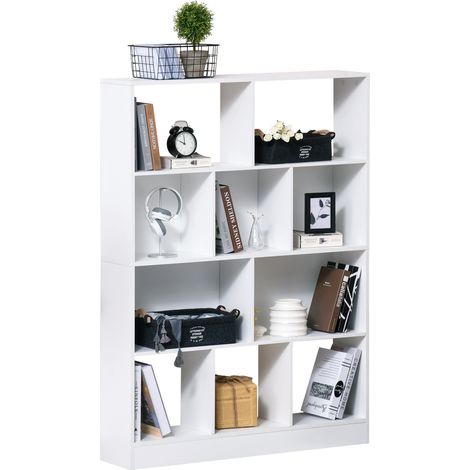 Étagère 4 niveaux 10 compartiments rangement 100x23.8x140 cm Blanc