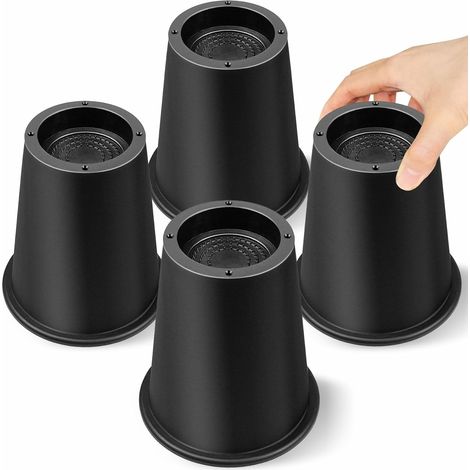 Juego de 4 elevadores de cama redondos de 15 cm (6 pulgadas) - Duraderos - Para escritorio, sofá, mesa - Negros - 15 cm (6 pulgadas)