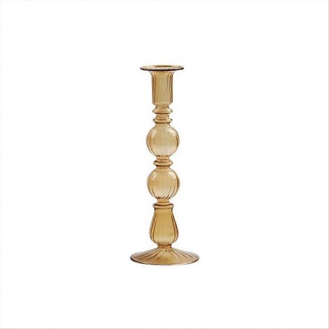 Bougeoir en verre vintage transparent marron (1/5)