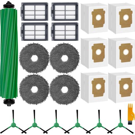 22 Piezas de Accesorios para iRobot Roomba Plus 505/405 Combo Robot Aspirador, Repuestos: 1 Cepillo Principal, 4 Toallitas, 4 Filtros, 6 Bolsas de Polvo, 6 Cepillos Laterales (1/5)