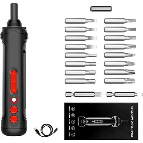EASYCOMFORT Jeu de Tournevis Électriques 3,6V - Perceuse Électrique Sans Fil Rechargeable USB avec LED 19 Bits (1/4)
