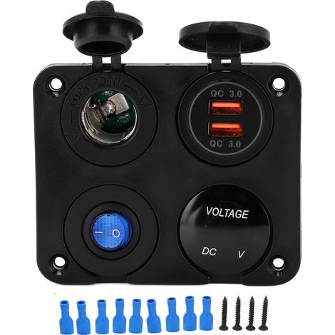 Chargeur USB Voiture 4 Ports Étanche Intelligent Double Prise Alimentation Auto pour Véhicules Moto (1/5)