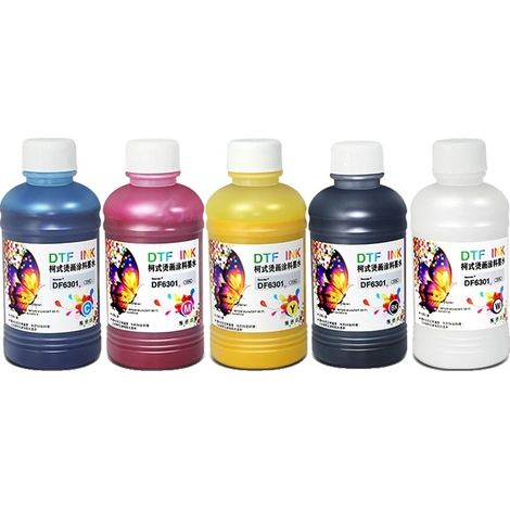 Inchiostro DTF, capacità 250 ml, elevata compatibilità, 5 cartucce da 250 ml di inchiostro DTF (1/2)