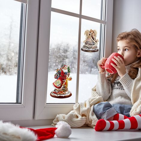 Autocollants muraux de Noël représentant le Père Noël et un ange, en PVC, pour une fête de Noël. (1/5)