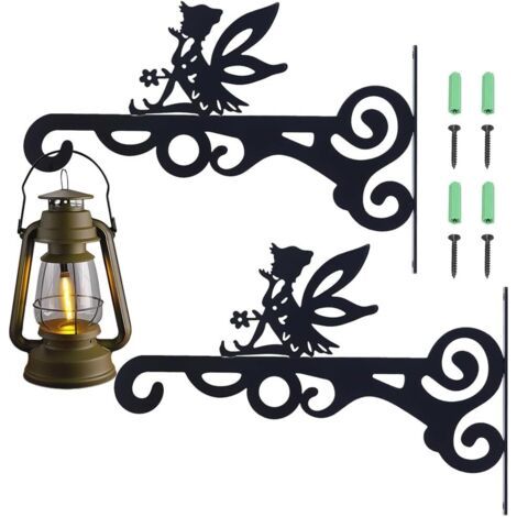 2 Pièces équerre Suspension Plante Crochet Mural,Supports Jardin Suspendus Cintres Pot Fleur,Support de Panier Suspendu à Montage Mural,pour Mangeoire à Oiseaux,Lanterne,Carillon,Jardinière
