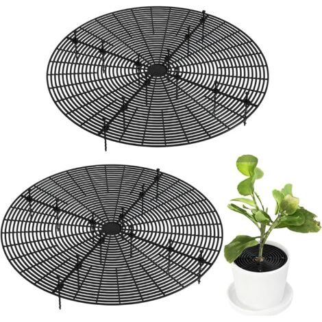 BUNTHAUS (Grand Rond Noir)2 Pièces Grille de Protection pour Pot de Fleurs, Grille Protection Plante Découpable, Grille pour Pot de Fleurs pour Chiens, Chats, Enfants, Animaux de Compagnie (1/5)