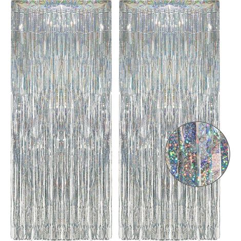 Rideau De Paillettes - 2.5 M X 1 M - Matériau Pet Épais - Pour Décoration De Fête Anniversaire Noël - 2 Pièces (1/5)