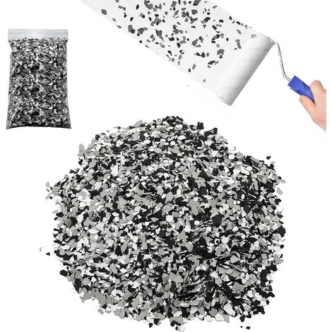 Lot 1000 g de Fragments de Peinture époxy Noir, Blanc et Gris, pour sols et Murs en béton, décoration intérieure et extérieure, Garage, sous-Sol, Atelier, Finition Durable et Moderne (1/5)