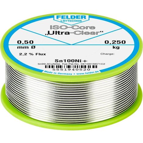 Felder ISO-Core Ultra-Clear Sn100Ni+ Hilo de Soldadura Transparente 0.5 mm