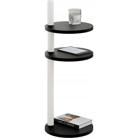 Table d'appoint ronde loft à 3 niveaux 30x30x97 cm métal blanc (1/5)