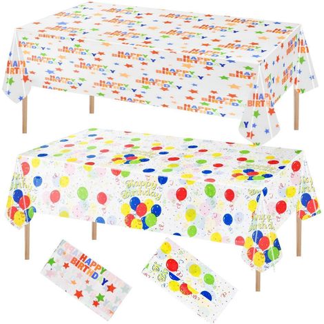 2er Set Tischdecken Sterne & Ballons, 137x274cm, wasserdicht, abwischbar