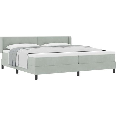 Maison Exclusive - Lit à ressorts avec tête de lit Gris clair 200 x 200 cm Velours (1/5)
