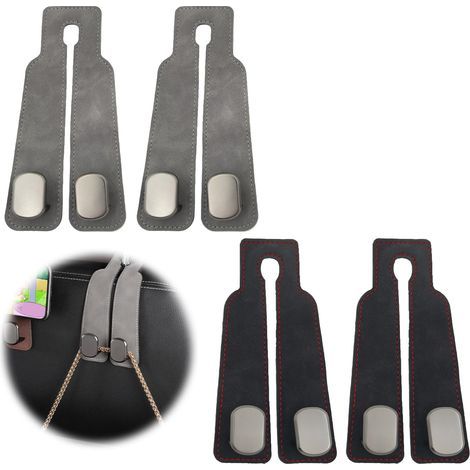 Car Seat Back Hooks Double Leather Car Seat Back Hooks, Car Headrest Hooks, Car Seat Handbag Hook, Car Seat Back Organizer for Bags, 4 Pack
