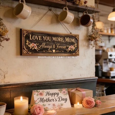 New Love You More, Mom slogan sign 12x30cm - Forever Love Mom metal pendant
