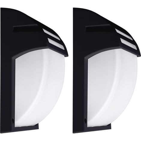 Set di 2 luci esterne lampade da parete per facciate nere ALU faretti da giardino illuminazione per terrazze