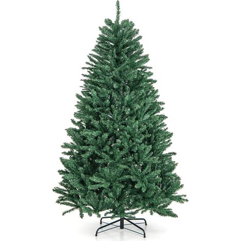 Costway – Sapin de Noël artificiel 180 cm – 1355 branches en PVC – Support métallique pliable – Installation rapide – Vert pour maison, bureau, école (1/5)