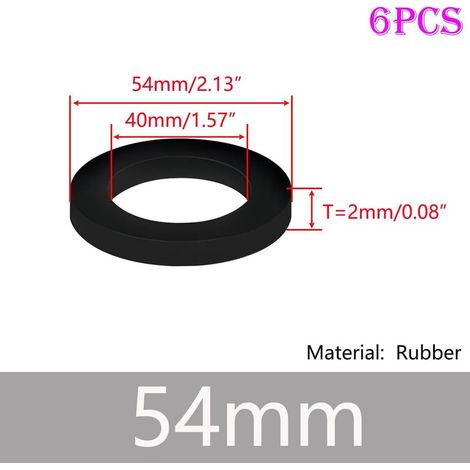 6 Stück Gummischeiben mit O-Ring, flache Gummidichtungen für Rohre und Abwasserbecken, Außendurchmesser 54 mm, Innendurchmesser 40 mm (1/5)
