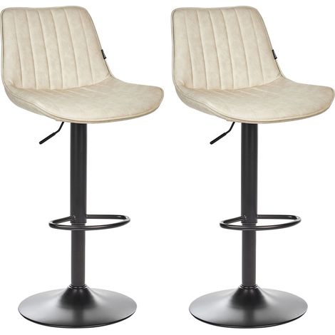 Set of 2 Bar Chairs DUBROVNIK Faux Leather Swivel Light Beige