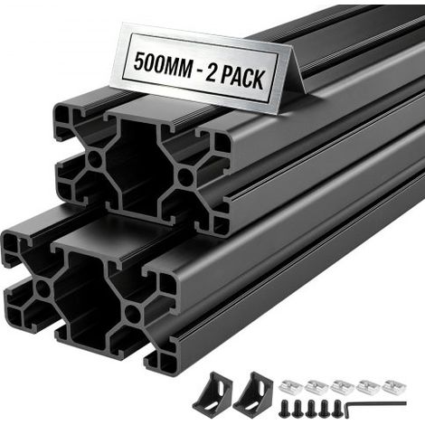 Profilé Aluminium Extrudé 4080 2 PCS Profilé Alu Anodisé 500 mm Rainure en T Standard Européen pour Châssis d'Imprimante 3D,Machine CNC,Mobilier,Établis,Bricolage,Haute Résistance,Noir (1/3)