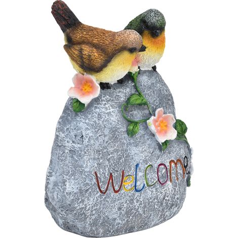 Double sculpture de bienvenue en forme de moineau, adorable ornement en résine réaliste pour jardin ou terrasse. (1/5)