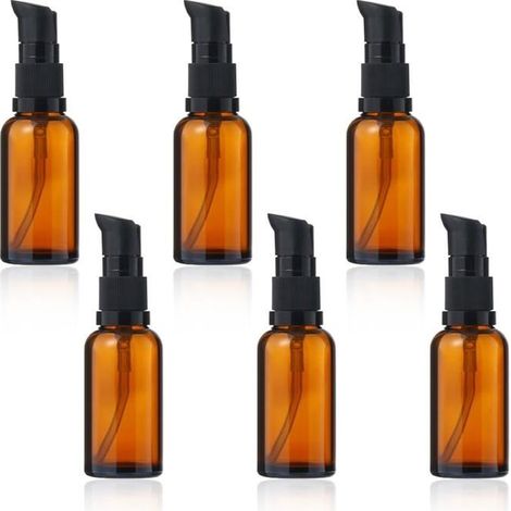 Flacons pompe en verre brun - Lot de 6, brun, 30 ml, flacons vides rechargeables pour lotion - Flacon Nonely (1/5)