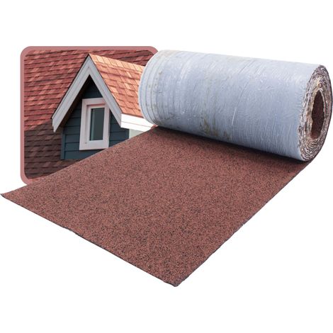 DAPRONA Dachschindeln, Firstabdeckung 5m x 32cm, Bitumen Firstband für Gartenhaus, Carport - Rot (1/5)
