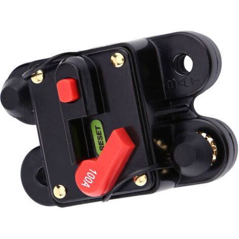 12V Automotive Resettable Fuse Holder, Resettable Circuit Breaker with Reversing, Manual Reset Motorboat Fuse Holder (100A) (1/4)