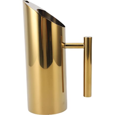 Brocca per acqua da 1 litro in acciaio inox 304, corpo dritto con beccuccio antigoccia, ideale per cocktail, tisane e infusi freddi, colore oro. (1/5)