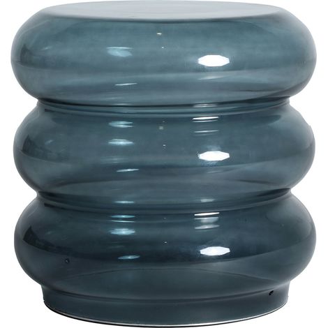 Table d'appoint en verre bleu contemporain finition translucide - Bleu translucide contemporain (1/5)