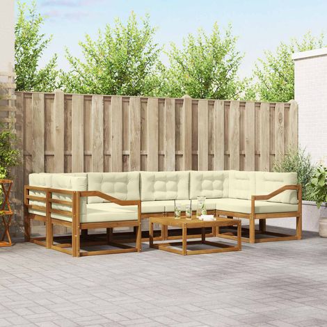 Outdoor-Sofagarnitur mit Kissen 7 pcs Natur und Creme