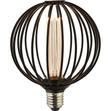 Lampadina Contemporanea Globo Acciaio Nero 1 Luce E27 3,5W 1800K