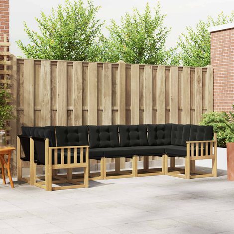 vidaXL Outdoor-Sofagarnitur mit Kissen 7 pcs Weiß und Schwarz (1/5)