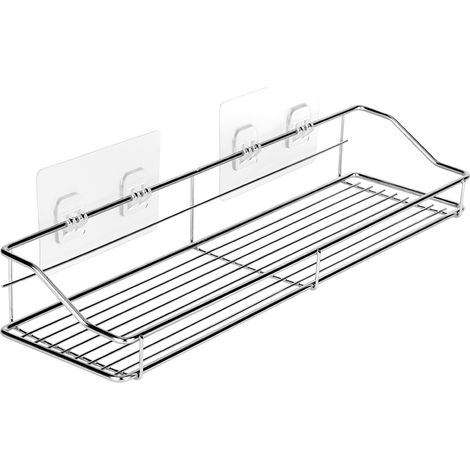 Étagère de rangement pour salle de bain et cuisine avec adhésif transparent sans traces et sans perçage (40 cm)