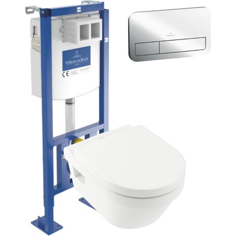 Inodoro suspendido sin borde VILLEROY ET BOCH Architectura + asiento + Estructura soporte Villeroy & Boch ViConnect + Placa de control (1/5)