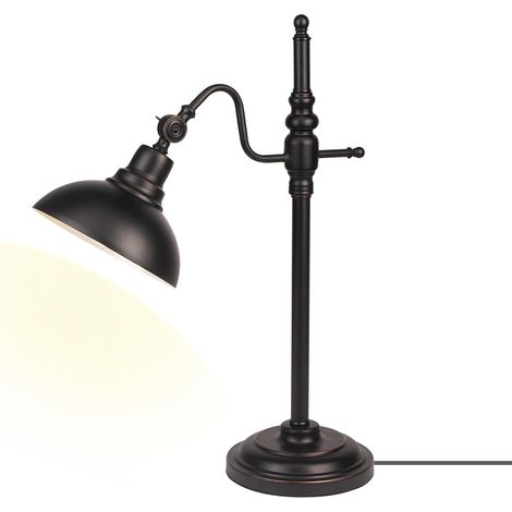 Lampe de bureau industrielle, lampes de travail en métal noir, lampe de table moderne réglable, lampe de lecture en métal qui ménage les yeux pour le bureau, le salon (1/5)