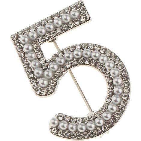 Spilla con cristalli a forma di numero 5, gioiello alla moda da donna, spilla con strass (1/5)