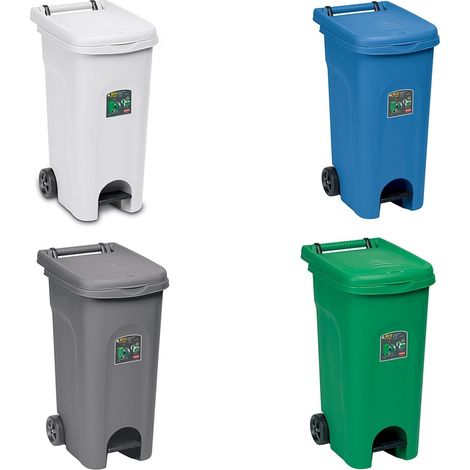 Pattumiera contenitori bidoni Raccolta Differenziata Set 4Pz pub bar ristoranti casa giardino 80 litri carrellati con ruote (1/5)