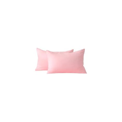 Taie d'oreiller 50x70 rose - Lot de 2 rectangulaires en microfibre brossée, avec fermeture portefeuille (1/4)