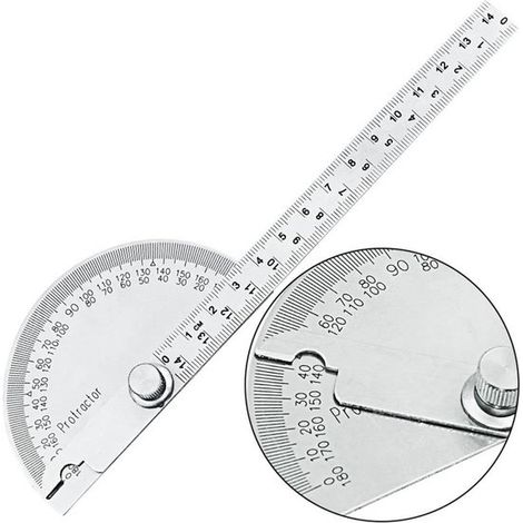 1 Stück Winkelmesser aus Edelstahl 180° verstellbarer Winkelmesser Winkelmesser Lineal Messlineal