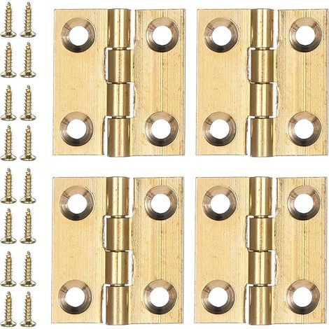 4 piccole cerniere, 25×22 mm, qualità ottone, mini cerniere pieghevoli, oro, cerniera per mobile con viti per gioielli, scatola di legno, fai da te, mobili