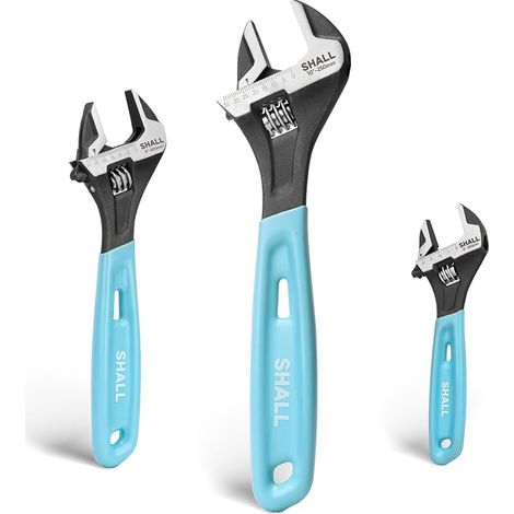 Adjustable Wrench Set (6"/150mm, 8"/200mm 10"/250mm) with Laser Engraved Padded Handle for Home Use (1/4)