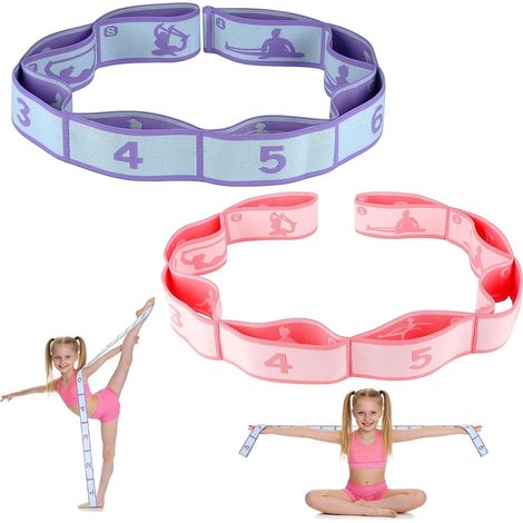 Ceinture de yoga élastique Sangle de yoga Sangle d'étirement avec Boucles sangles d'étirement des jambes pour Danse Pilates Gymnastique étirement Efficace (1/5)