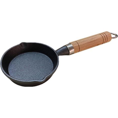 Mini poêle en fonte de 13 cm diamètre, pour la cuisine, les œufs, les crêpes et le -déjeuner (1/5)