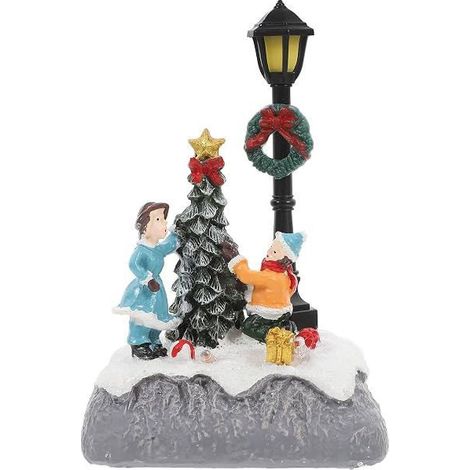 Maison miniature lumineuse de Noël en résine - Ornement pour micro-paysage (1/4)