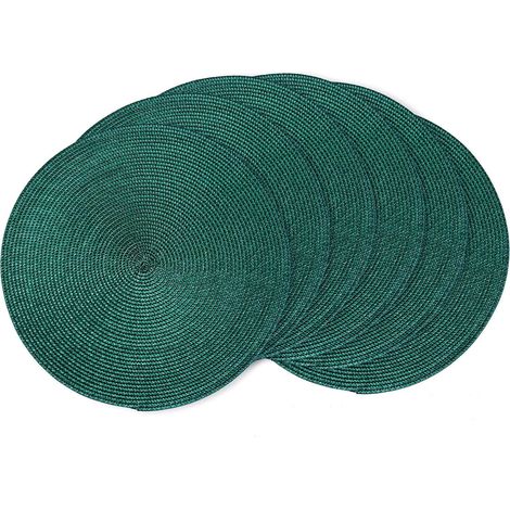 Lot de 8 sets de table ronds tressés pour tables de salle à manger, naturels, résistants à la chaleur, 38,1 cm (vert sapin)'Vert Pin 6'Vert Pin'6 (1/5)