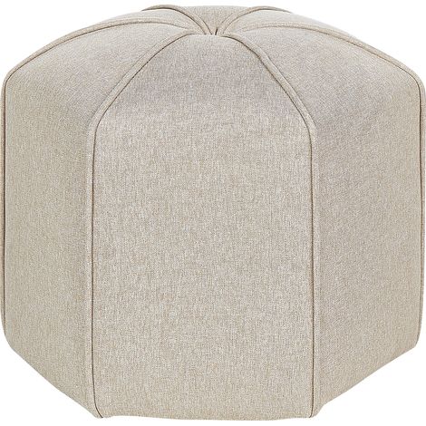 Puf moderno tejido lino dormitorio sala de estar poligonal beige Wishek