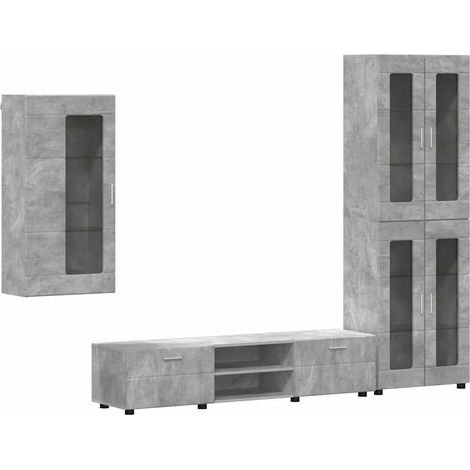 Ensemble meuble TV FLORIN Gris béton Bois d'ingénierie (1/5)