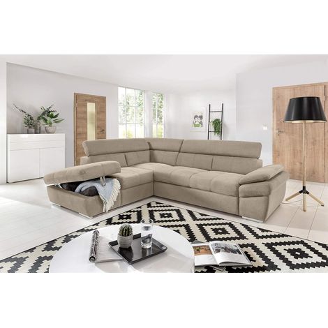 My Brand Divano Letto Angolare con Penisola Contenitore Sx Beige 265x218 cm (1/3)