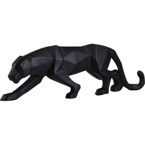 Panther Sculpture Ornaments, Panther Sculpture/Statue Modern Geometric Resin Leopard Ornaments/Art Craft Decor for Home Library Window Store - Black, Small,25cm